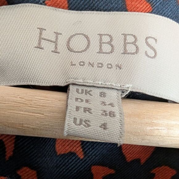 Hobbs Floral Patterned Navy Button-Up Shirt Dress Silk Blend Small - Picture 4 of 16